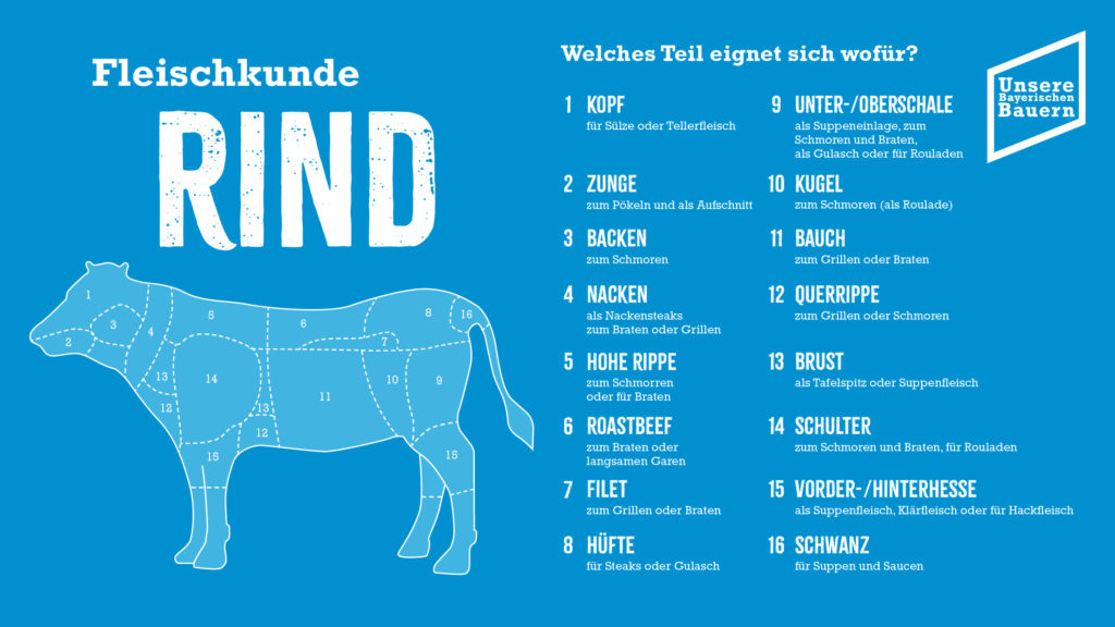 Fleischkunde Rind Illustration,
Rindfleisch